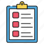checklist, list, todo list, worksheet, inventory list 