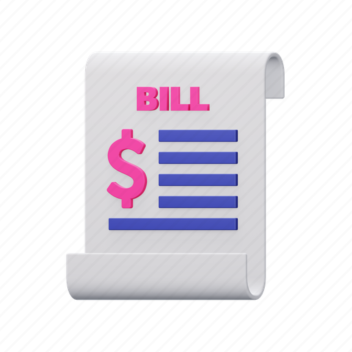 Bill, invoice, receipt, payment, money, finance 3D illustration - Download on Iconfinder