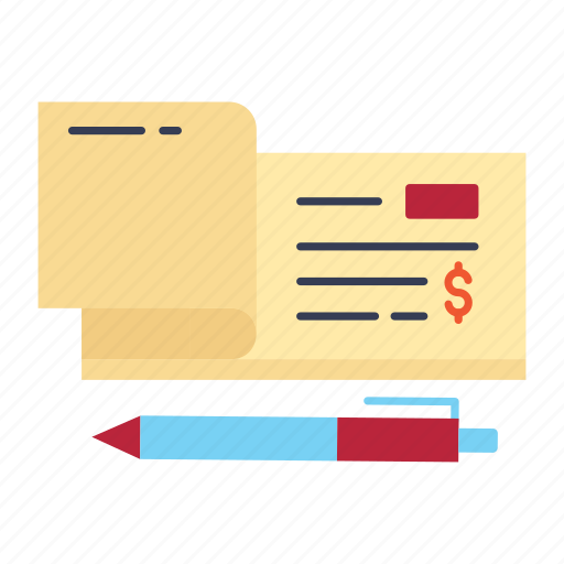 Bank cheque, checkbook, cheque, finance, payment cheque, pen, write cheque icon - Download on Iconfinder
