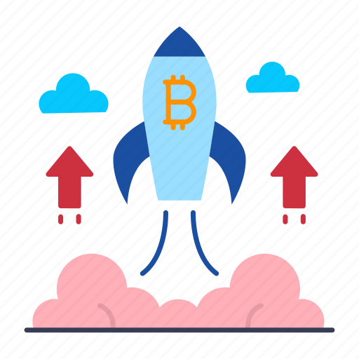 Bitcoin, cryptocurrency, currency rate, growth, rocket, speed icon - Download on Iconfinder