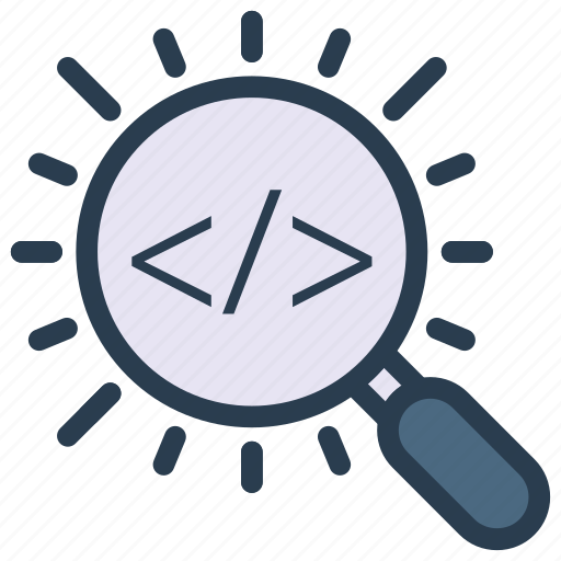 Coding, magnifier, programming, scripting, search icon - Download on Iconfinder