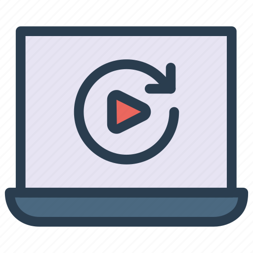 Laptop, play, reload, streaming, video icon - Download on Iconfinder
