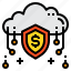 cloud, money, online, security, shield 