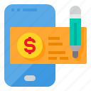 cheque, commerce, online, payment, smartphone
