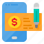 cheque, commerce, online, payment, smartphone 