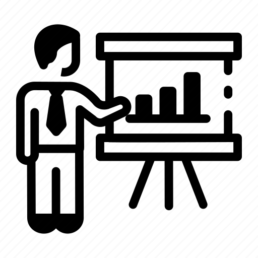 Business presentation, statistician, explaining, financial report, analyst icon - Download on Iconfinder