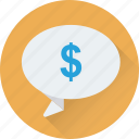 business talk, chat bubble, dollar, live chat, online business