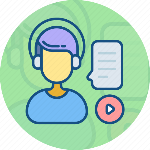 Chat, conference, female, headset, laptop, support, webinar icon - Download on Iconfinder