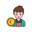 avatar, coin, euro, profile, user 