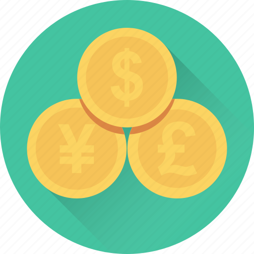 Coins, currency, dollar, pound, yen icon - Download on Iconfinder