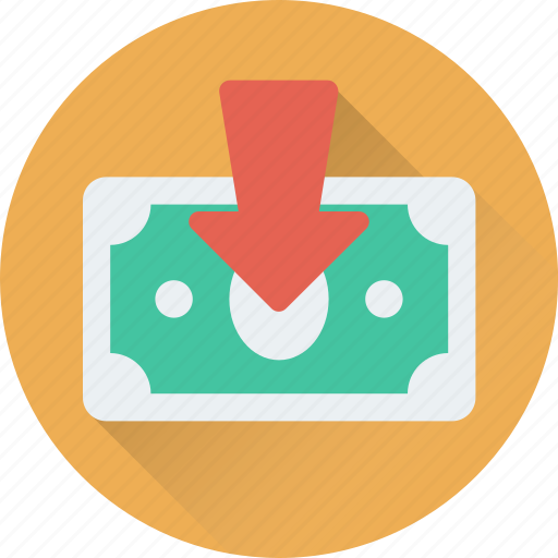 Currency, devaluation, down arrow, notes, paper money icon - Download on Iconfinder