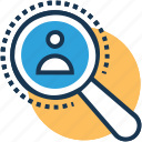 find user, magnifier, magnifying, profile, recruitment
