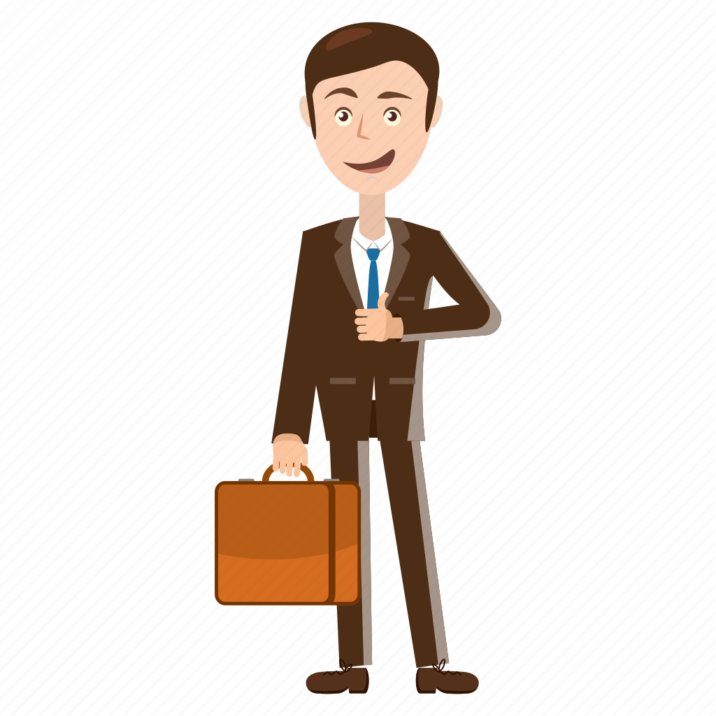 Briefcase, business, businessman, cartoon, man, manager, standing icon