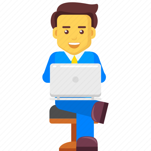 Business, businessman, character, laptop, online, working icon - Download on Iconfinder