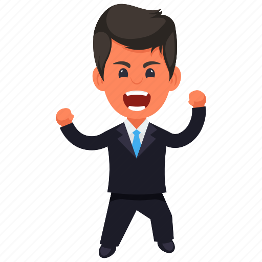 Business character, joyful happy businessman, successful business person, winner emotions icon - Download on Iconfinder