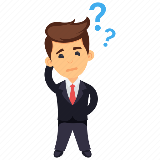 Businessman scratching head, confused businessman, hard decision making, thinking business character, thinking businessman icon - Download on Iconfinder