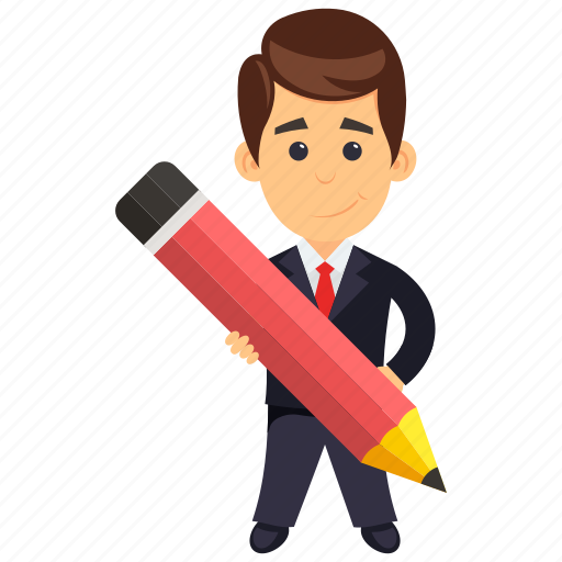Business character, business studies concept, businessman, businessman holding pencil, creative businessman icon - Download on Iconfinder