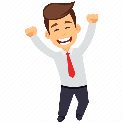 Business character, joyful happy businessman, successful business person, winner emotions icon - Download on Iconfinder