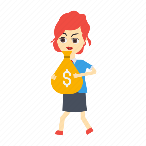 Bag, dollar, employee, female, girl icon - Download on Iconfinder