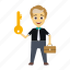avatar, businessman, character, key, user 