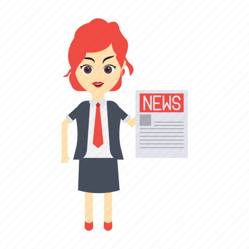 Employee, female, girl, newspaper, press icon - Download on Iconfinder