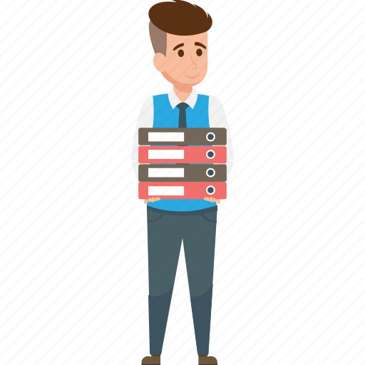 Businessman, employee, man holding files, man with files icon - Download on Iconfinder