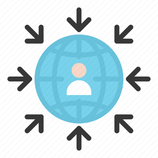 Arrow, communication, globe, human, network, people icon - Download on Iconfinder