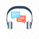 chat bubble, customer representative, customer service, headphone, music 