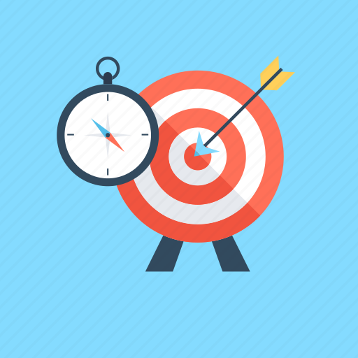 Achievement, dartboard, finding success, stopwatch, target icon - Download on Iconfinder