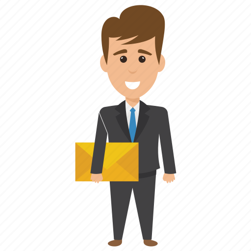 Business mail, business mailing concept, business postal service, businessman holding envelope, company mailing icon - Download on Iconfinder