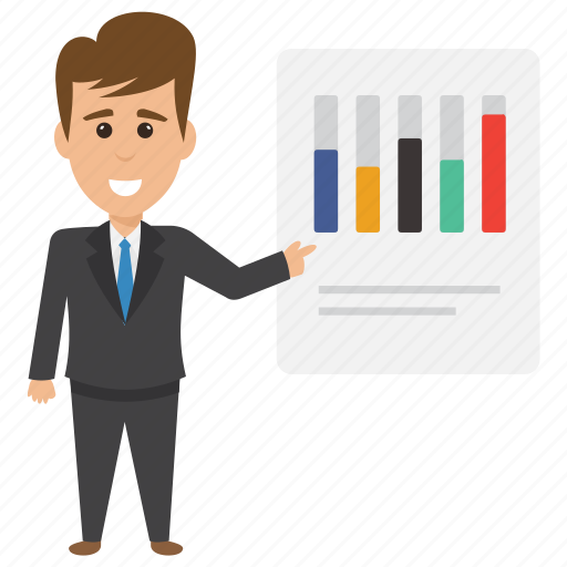 Analyst character, business analyst, business analyst professional, businessman giving presentation, senior trading manager icon - Download on Iconfinder