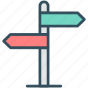 arrows, direction, location, pointer, road, route, sign