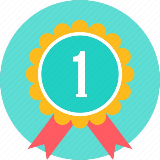 Badge, achievement, award, reward, ribbon, one, 1 icon - Download on Iconfinder