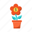 business, coin, flower, growing, investment, money, rate 