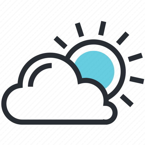 Cloud, flat, forecast, line, sun, weather icon - Download on Iconfinder