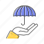 umbrella, hand, rain, protection, ethics, moral 