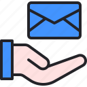 hand, envelope, mail, message, communication