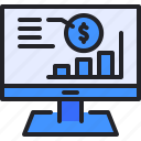 monitor, computer, graph, profit, statistics