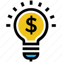 bulb, business, business &amp; finance, creative, dollar sign, idea