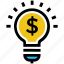 bulb, business, business &amp; finance, creative, dollar sign, idea 