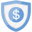 dollar, protection, safety, secure, security, shield 