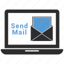 correspondence, email, envelope, laptop, letter, mail send laptop