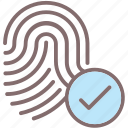 biometric, identification, identity and correct, thumbprint, tick