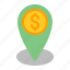 business, coin, location, map, money, pin 