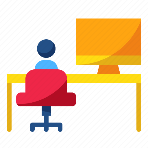 Computer, desk, employee, operator, working icon - Download on Iconfinder