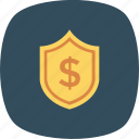 cash, protection, safety, secure, security, shield icon