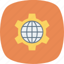browser, cog, globe, internet, setting, wheel, world icon