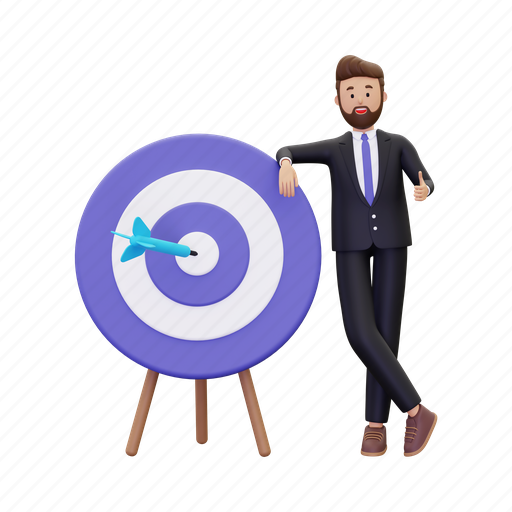 Business goal, aim, target, goal, focus, dartboard, businessman 3D illustration - Download on Iconfinder