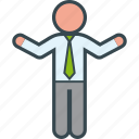 arms, business, man, open, standing, wide