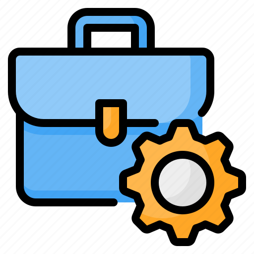 Briefcase, suitcase, bag, portfolio, business, office, gear icon - Download on Iconfinder